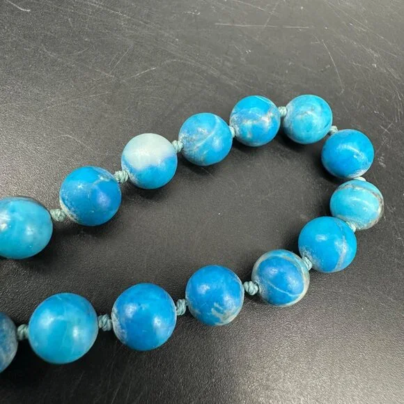 Vintage Turquoise Beaded Necklace Blue Stone Southwestern Western 30 Inches - Picture 5 of 7